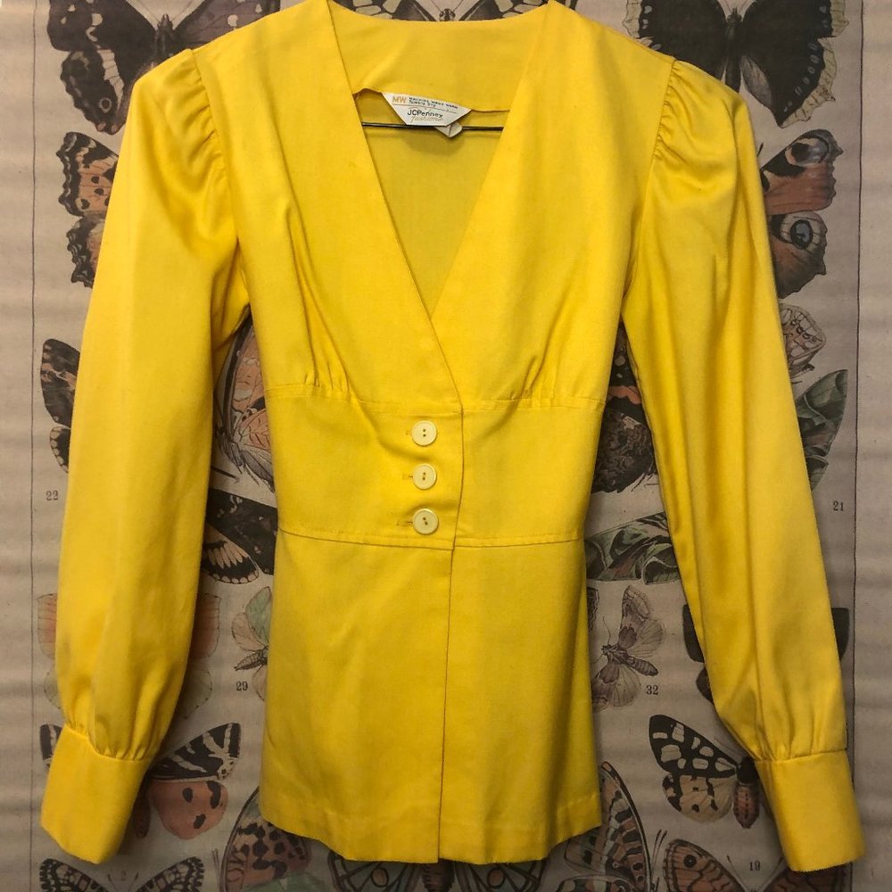 1970s Vintage JcPenney Fashions Yellow Blouse